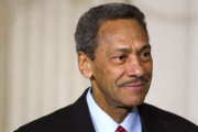 FILE - This May 1, 2013 file photo shows Federal Housing Finance Authority Director nominee Rep. Mel Watt, D-N.C., listening as President Barack Obama announces Watt's nomination for the, in the State Dining Room of the White House in Washington.  Democrats have used the Senate's newly eased filibuster procedures to clear the way for confirmation of the man President Barack Obama wants to become a top housing regulator. The Senate voted 57-40 on Tuesday to end a Republican filibuster, or delaying tactics, against Watt.    (AP Photo/Jacquelyn Martin, File)