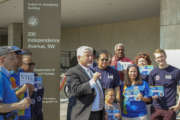 NTEU President Tony Reardon briefs union members (NTEU photo)