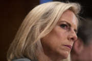 Homeland Security Secretary Kirstjen Nielsen listens during a hearing of the Senate Committee on Homeland Security &amp; Governmental Affairs, on Capitol Hill, Wednesday, Oct. 10, 2018 in Washington. (AP Photo/Alex Brandon)