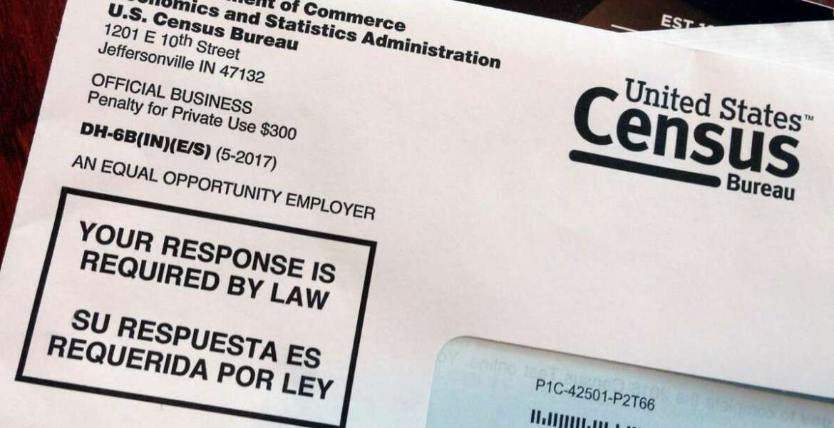 FILE - This March 23, 2018, file photo shows an envelope containing a 2018 census letter mailed to a U.S. resident as part of the nation's only test run of the 2020 Census. A trial will begin in federal court on Monday, Jan. 7, 2019, in San Francisco, over the Trump administration’s decision to add a citizenship question to the 2020 U.S. Census. (AP Photo/Michelle R. Smith, File)