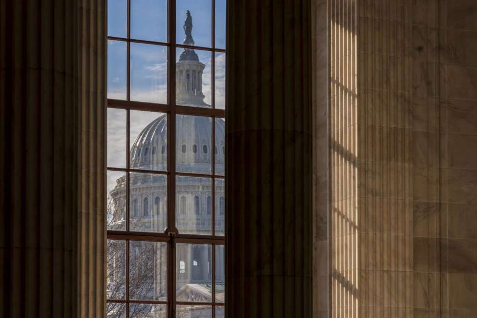 FILE- In this Dec. 27, 2018, file photo the Capitol Dome is seen from the Russell Senate Office Building in Washington during a partial government shutdown. On Thursday, Jan. 31, 2019, the Labor Department reports on the number of people who applied for unemployment benefits last week. (AP Photo/J. Scott Applewhite, File)