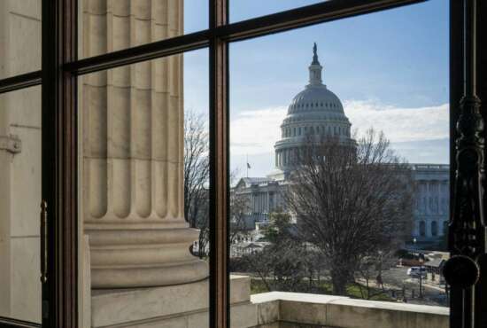 FILE- This Dec. 27, 2018, file photo shows the Capitol Dome from the Russell Senate Office Building in Washington during a partial government shutdown. On Thursday, Jan. 24, 2019, the Labor Department reports on the number of people who applied for unemployment benefits last week. (AP Photo/J. Scott Applewhite, File)