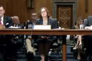 From left, Dennis Kirk, Julia Clark and Andrew Maunz Merit Systems Protection board nominees Senate hearing