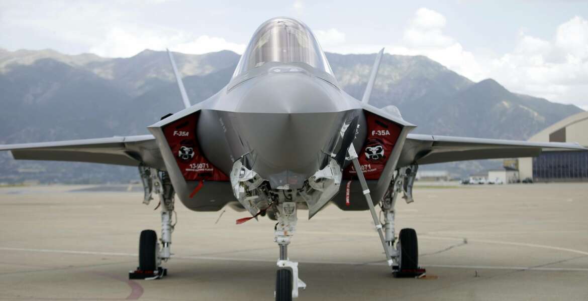 FILE - In this Sept. 2, 2015, file photo, an F-35 jet sits on the tarmac at its new operational base at Hill Air Force Base, in northern Utah. (AP Photo/Rick Bowmer, File)