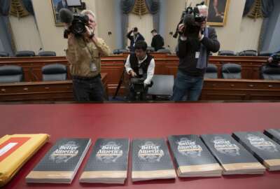 President Donald Trump's 2020 budget outline arrives on Capitol Hill at the House Budget Committee, in Washington, Monday morning March 11, 2019. Trump's new budget calls for billions more for his border wall, with steep cuts in domestic programs but increases for military spending. (AP Photo/J. Scott Applewhite)