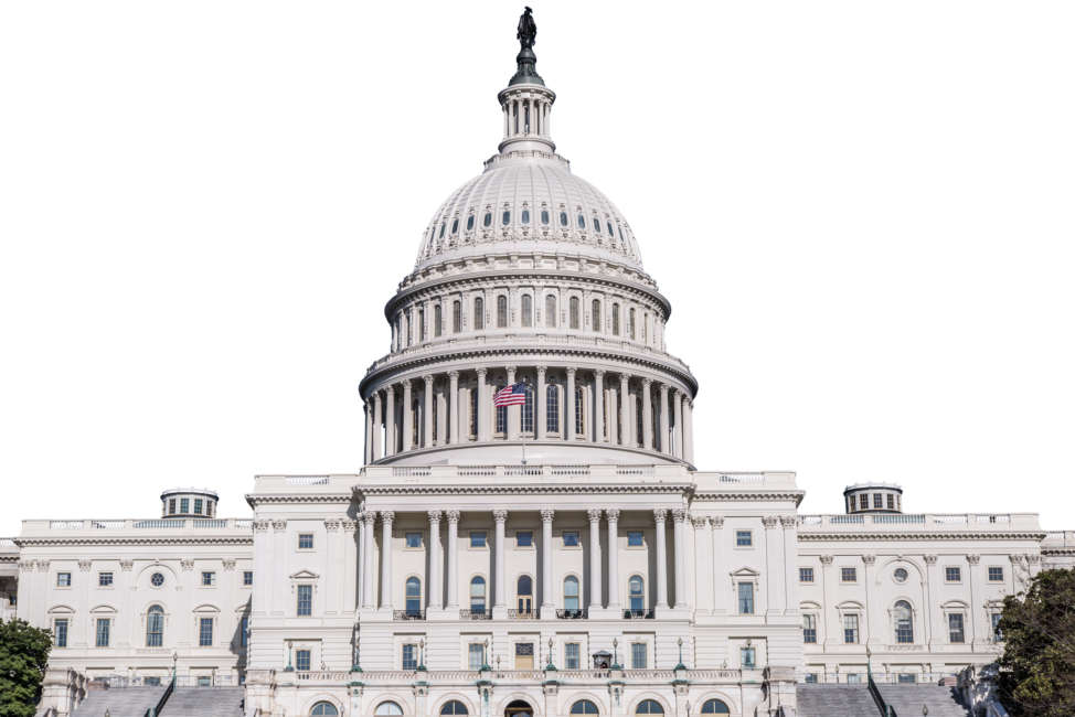 United States Capitol Building Isolated On White