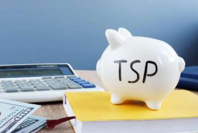 TSP written on a piggy bank.