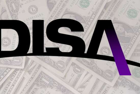 Defense Information Systems Agency (DISA) logo over money 
