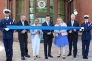 Department of Homeland Security officials hold ceremonial ribbon cutting at the Center Building of DHS's new St. Elizabeths headquarters building. From left to right: Secret Service Director Randolph "Tex" Alles, Rep. Eleanor Homes Norton (D-D.C.), acting DHS Secretary Kevin McAleenan, GSA Administrator Emily Murphy and Sen. Ron Johnson (R-Wis.)