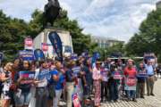 Members of the American Federation of Government Employees on Tuesday protested against the Trump administration's proposed OPM-GSA merger. (Nicole Ogrysko/Federal News Network)