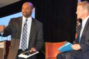 Ohio State CIO Ervan Rodgers II, left, at the 2019 Public Sector CIO Academy, with Ohio Lt. Gov. Jon Husted, seated.