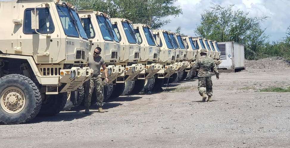 Puerto Rico National Guard, Hurricane Dorian, trucks, vehicles, soldiers