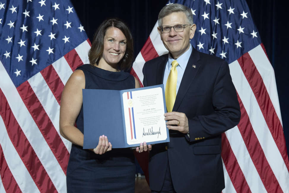 Elizabeth Siddon, left, received the 2019 Presidential Early Career Award for Scientists and Engineers (PECASE).