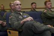 In this Oct. 13, 2016, photo provided by the U.S. Air Force, Air Force Col. Todd Hohn, foreground, and pilots assigned to the 97th Air Mobility Wing are briefed on an exercise at Altus Air Force Base, Okla. Hohn, now a pilot for FedEx, was detained in Guangzhou, China, on Sept. 12, 2019, before boarding a commercial flight. The company said Thursday, Sept. 19, that he was later released, and it's working with Chinese authorities to understand what happened. (Airman 1st Class Kirby Turbak/U.S. Air Force via AP)