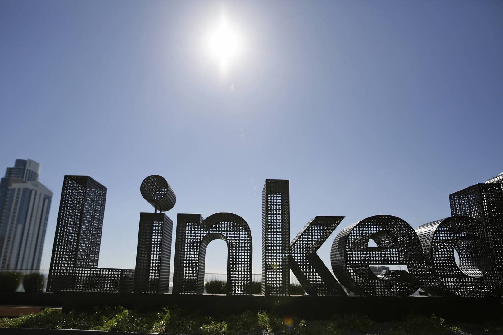 FILE - This Sept. 22, 2016, file photo shows a sculpture on a terrace outside the offices of LinkedIn in San Francisco. A federal appeals court has affirmed the right of a startup company to collect information from people's public profiles on networking service LinkedIn. The U.S. Court of Appeals for the Ninth Circuit in San Francisco upheld a previous ruling Monday, Sept. 9. 2019, siding with hiQ Labs, a San Francisco company that analyzes workforce data scraped from profiles. (AP Photo/Eric Risberg, File)