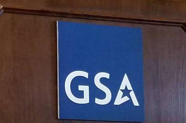 General Services Administration (GSA) logo on podium