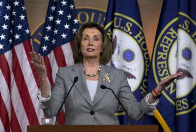 Speaker of the House Nancy Pelosi, D-Calif., speaks during her weekly news conference on Capitol Hill, Thursday, Dec. 12, 2019, in Washington. (AP Photo/Jose Luis Magana)