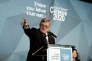 U.S. Census Bureau Director Steven Dillingham unveils its national advertising and outreach campaign for the 2020 Census, at the Arena Stage, Tuesday, Jan. 14, 2020, in Washington. (AP Photo/Michael A. McCoy)