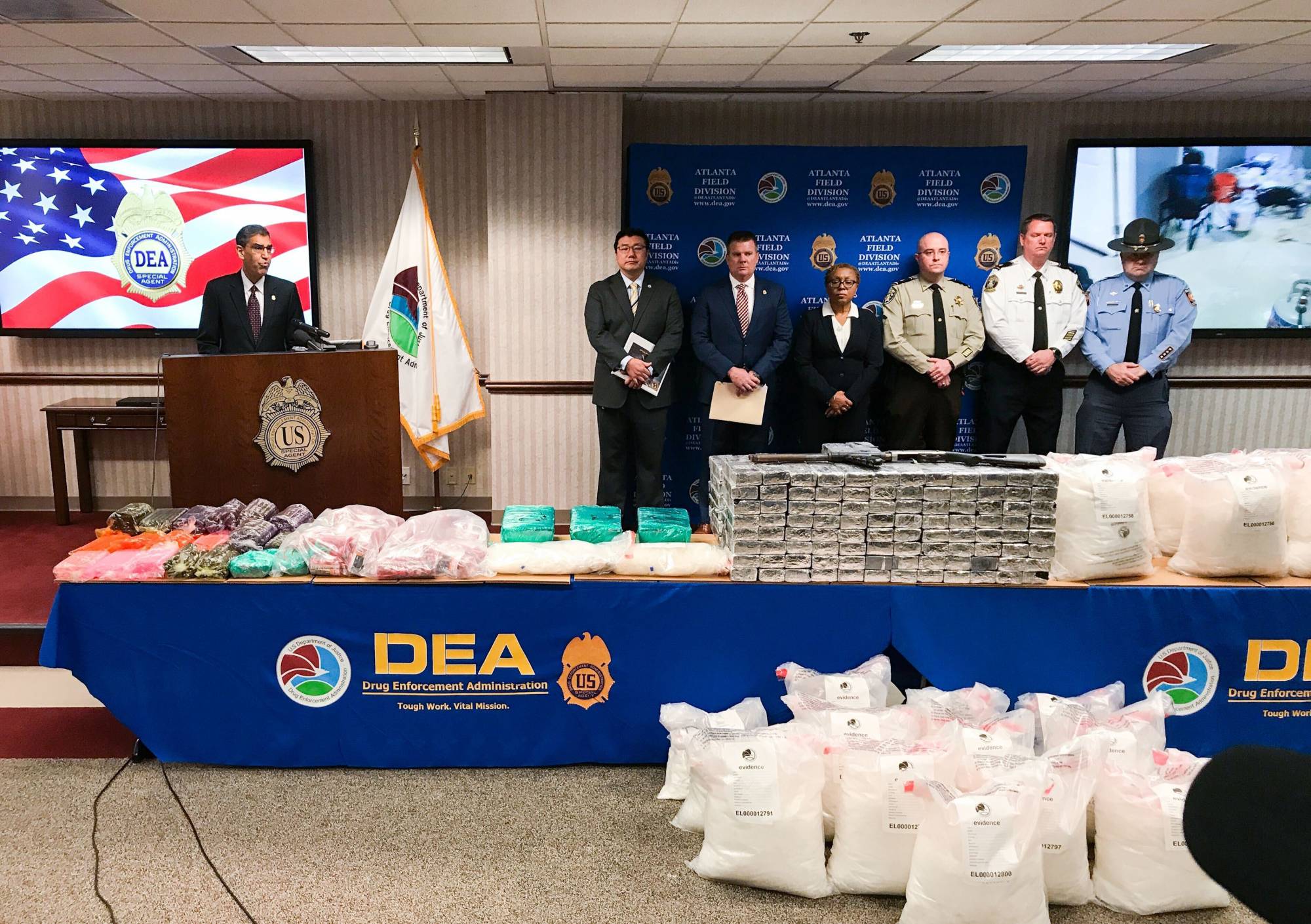U.S. Drug Enforcement Administration Acting Administrator Uttam Dhillon announced the launch of Operation Crystal Shield at a news conference in Atlanta on Thursday, Feb. 20, 2020. Federal authorities say they are targeting methamphetamine 