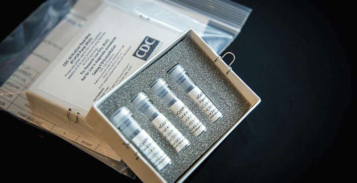 This undated photo provided by U.S. Centers for Disease Control and Prevention shows CDC’s laboratory test kit for the new coronavirus. (CDC via AP)