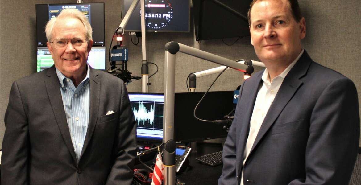 Kevin Plexico, right, senior vice president of information solutions at Deltek, with John Thomas Flynn on Ask the CIO: SLED Edition
