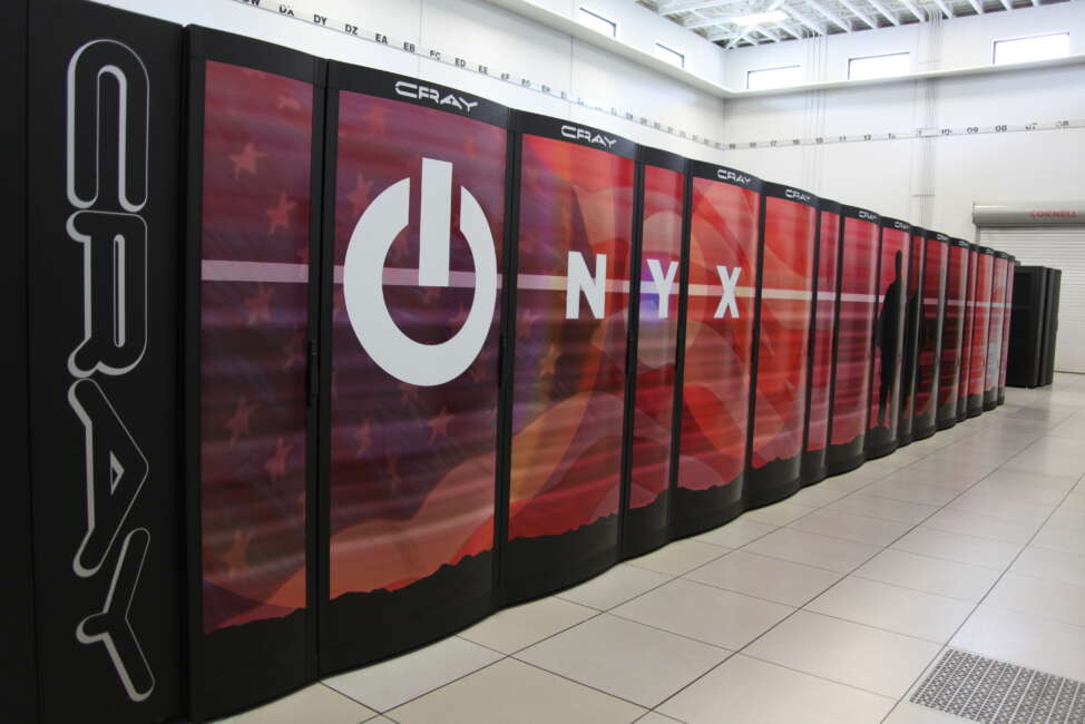 Using Onyx, pictured here, and other high-performance computing assets, the Department of Defense High Performance Computing Modernization Program is using its resources to help the federal response in combatting COVID-19 across the Nation. (Photo courtesy of the HPCMP)