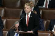 FILE - In this Dec. 18, 2019, file photo Rep. Roger Marshall, R-Kan., speaks as the House of Representatives debates the articles of impeachment against President Donald Trump at the Capitol in Washington. Marshall, who is also a doctor, says he is taking hydroxychloroquine that President Donald Trump has touted as a treatment for the coronavirus, adding he doesn't have COVID-19 but he's been taking the malaria drug to hold off the virus. (House Television via AP, File)