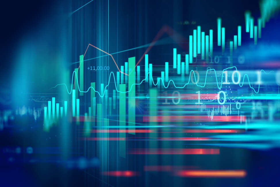 financial stock market graph illustration ,concept of business investment and stock future 
trading.