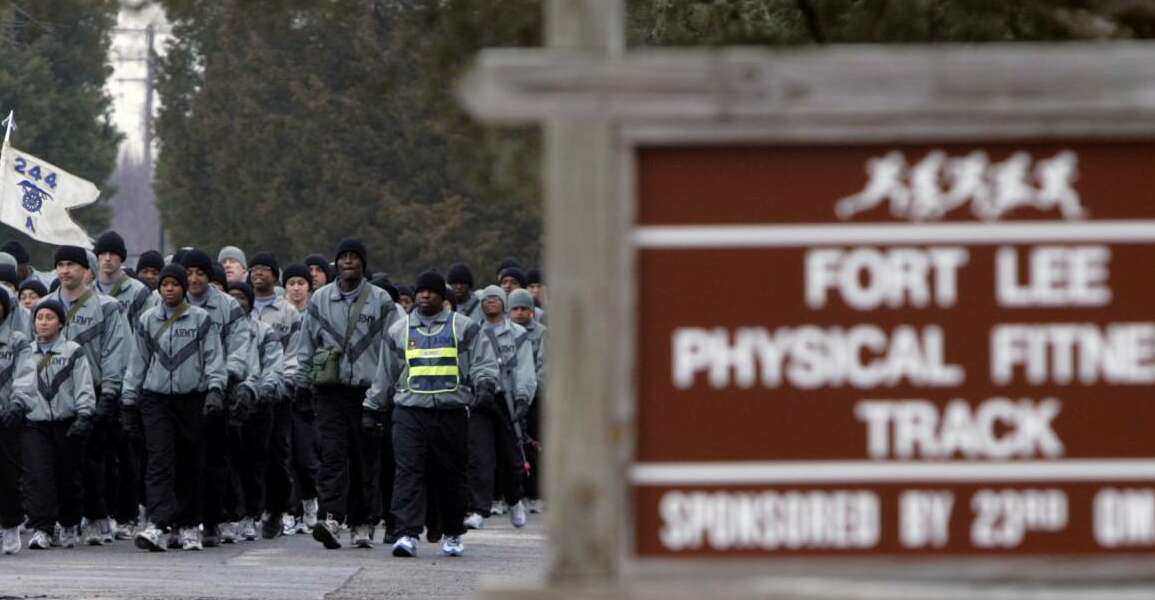 This Wednesday, Feb. 22, 2006 file photo shows members of Alpha Company of the 244th Quartermasters battalion march to the physical fitness track at the Ft. Lee Army base in Ft. Lee, Va. As much as President Donald Trump enjoys talking about winning and winners, the Confederate generals he vows will not have their names removed from U.S. military bases were not only on the losing side of rebellion against the United States, some weren't even considered good generals. Or even good men. The 10 generals include some who made costly battlefield blunders; others mistreated captured Union soldiers, some were slaveholders, and one was linked to the Ku Klux Klan after the war. (AP Photo/Steve Helber, File)