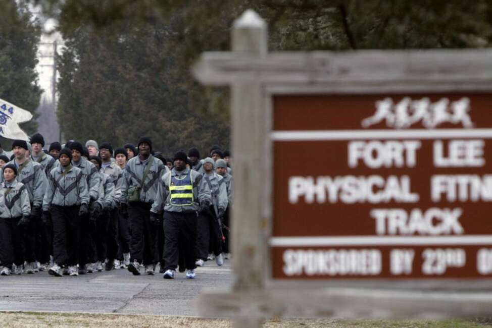 This Wednesday, Feb. 22, 2006 file photo shows members of Alpha Company of the 244th Quartermasters battalion march to the physical fitness track at the Ft. Lee Army base in Ft. Lee, Va. As much as President Donald Trump enjoys talking about winning and winners, the Confederate generals he vows will not have their names removed from U.S. military bases were not only on the losing side of rebellion against the United States, some weren't even considered good generals. Or even good men. The 10 generals include some who made costly battlefield blunders; others mistreated captured Union soldiers, some were slaveholders, and one was linked to the Ku Klux Klan after the war. (AP Photo/Steve Helber, File)