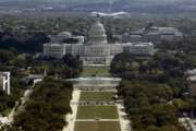 FILE - This Sept. 18, 2019, file photo shows the view of the U.S. Capitol building from the Washington Monument in Washington. The federal government incurred the biggest monthly budget deficit in history in June 2020 as spending on programs to combat the coronavirus recession exploded while millions of job losses cut into tax revenues. The Treasury Department reported Monday, July 13, 2020 that the deficit hit $864 billion last month, an amount of red ink that surpasses most annual deficits in the nation’s history and is above the previous monthly deficit record of $738 billion in April.(AP Photo/Patrick Semansky, File)