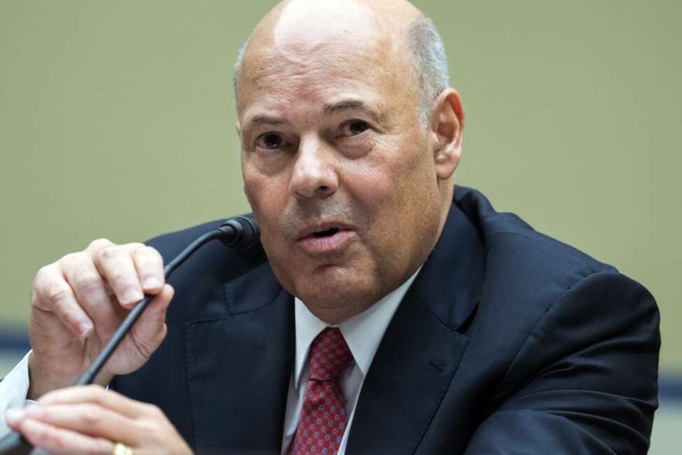 Postmaster General Louis DeJoy testifies during a House Oversight and Reform Committee hearing on the Postal Service on Capitol Hill, Monday, Aug. 24, 2020, in Washington. (Tom Williams/Pool via AP)