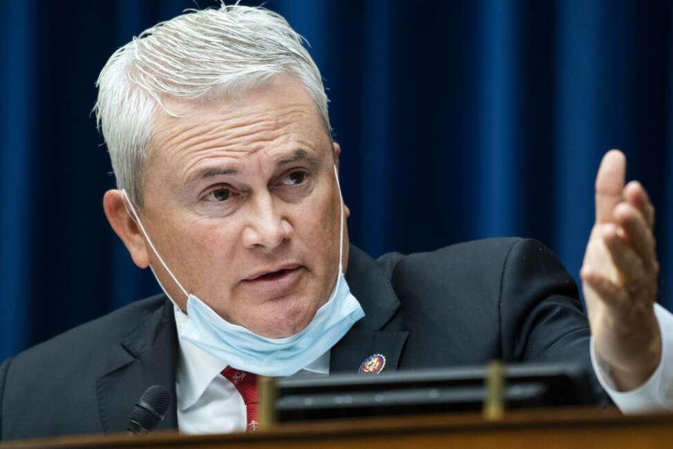 Ranking member Rep. James Comer, R-Ky., questions Postmaster General Louis DeJoy during a House Oversight and Reform Committee hearing on the Postal Service on Capitol Hill, Monday, Aug. 24, 2020, in Washington. (Tom Williams/Pool via AP)