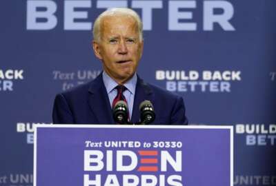 Democratic presidential candidate former Vice President Joe Biden speaks about the economic crisis in Wilmington, Del., Friday Sept. 4, 2020. (AP Photo/Carolyn Kaster)