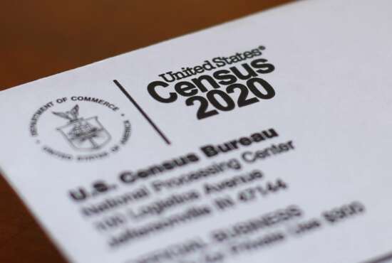 FILE - This Sunday, April 5, 2020, file photo shows an envelope containing a 2020 census letter mailed to a U.S. resident in Detroit. On Tuesday, Oct. 13, 2020, the U.S. Supreme Court stopped the once-a-decade head count of every U.S. resident from continuing through the end of October. (AP Photo/Paul Sancya, File)