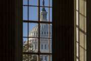 FILE - In this Nov. 10, 2020, file photo the morning sun illuminates the rotunda of the Russell Senate Office Building on Capitol Hill in Washington. After months of shadowboxing amid a tense and toxic campaign, Capitol Hill's main players are returning to Washington for one final, perhaps futile, attempt at deal making on a challenging menu of year-end business. (AP Photo/J. Scott Applewhite, File)