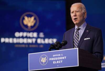 President-elect Joe Biden speaks at The Queen theater, Monday, Dec. 28, 2020, in Wilmington, Del. (AP Photo/Andrew Harnik)
