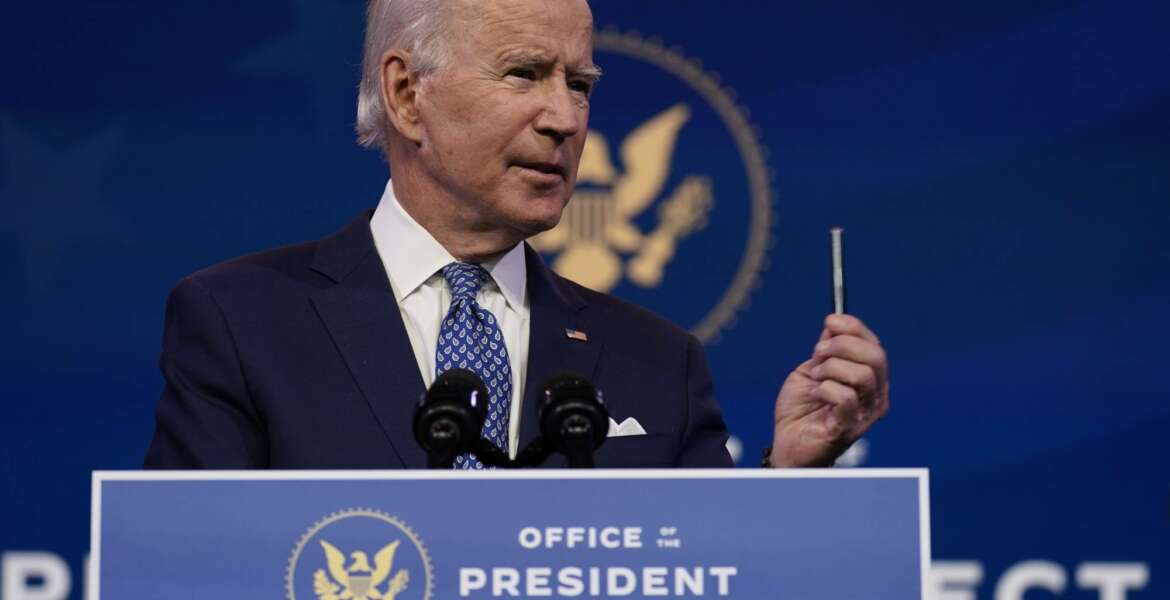 President-elect Joe Biden speaks at The Queen Theater in Wilmington, Del., Tuesday, Dec 22, 2020. (AP Photo/Carolyn Kaster)