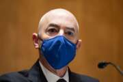 Homeland Security Secretary nominee Alejandro Mayorkas testifies during his confirmation hearing in the Senate Homeland Security and Governmental Affairs Committee on Tuesday, Jan. 19, 2021, on Capitol Hill in Washington. (Bill Clark/Pool via AP)