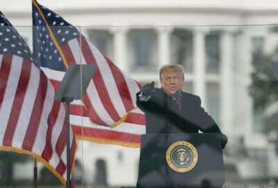 President Donald Trump speaks during a rally protesting the electoral college certification of Joe Biden as President, Wednesday, Jan. 6, 2021, in Washington. (AP Photo/Evan Vucci)