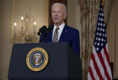 President Joe Biden speaks about foreign policy, at the State Department, Thursday, Feb. 4, 2021, in Washington. (AP Photo/Evan Vucci)
