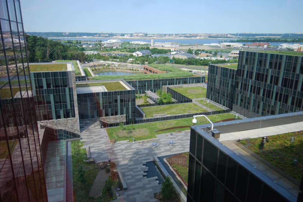 The new DHS headquarters, which GSA is managing, includes green roofs, and other green buildings features.
green roofs, green buildings, St Elizabeths, GSA

