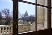 The Capitol is seen from the Russell Senate Office Building during a delay in work on the Democrats' $1.9 trillion COVID-19 relief bill, at the Capitol in Washington, Friday, March 5, 2021. (AP Photo/J. Scott Applewhite)