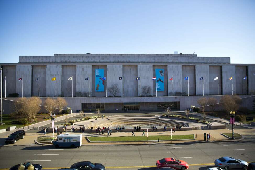 FILE - In this April 3, 2019, file photo people visit the Smithsonian Museum of American History on the National Mall in Washington. Smithsonian’s Museum of American History has acquired the vial that contained the very first dose of COVID-19 vaccine administered in the United States.  (AP Photo/Pablo Martinez Monsivais, File)