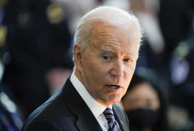 President Joe Biden speaks during a ceremony to honor slain U.S. Capitol Police officer William 