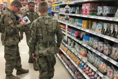 Soldiers shopping in a military exchange store