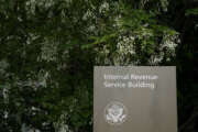 This May 4, 2021, photo shows a sign outside the Internal Revenue Service building in Washington. (AP Photo/Patrick Semansky)