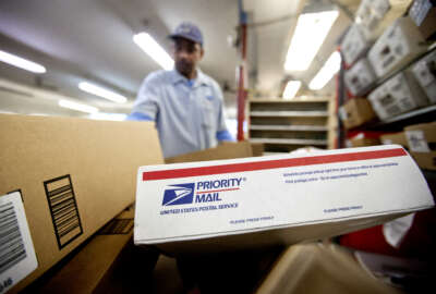 FILE - In this Thursday, Feb. 7, 2013, file photo, packages wait to be sorted in a Post Office as U.S. Postal Service letter carrier  Michael McDonald, gathers mail to load into his truck before making his delivery run, in Atlanta.  The financially struggling U.S. Postal Service said Wednesday, Aug. 14, 2013 it is revamping its priority mail program as part of its efforts to raise revenue and drive new growth in its package delivery business. (AP Photo/David Goldman, File)