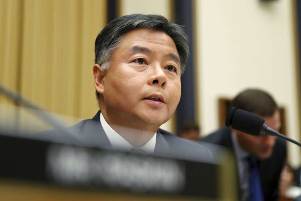 FILE - In this July 24, 2019 file photo Rep. Ted Lieu, D-Calif., asks questions to former special counsel Robert Mueller, as he testifies before the House Judiciary Committee hearing on his report on Russian election interference, on Capitol Hill, in Washington. Lieu an immigrant from Taiwan who is a now a Democratic California congressman has emerged as one of the most confrontational voices against President Donald Trump and his immigration policies. He hopes to use his enhanced profile and aggressive stances to help defeat Trump next year. (AP Photo/Andrew Harnik, File)