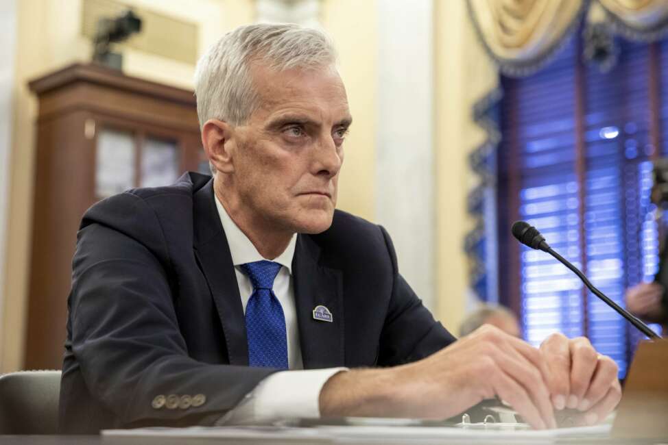 Denis McDonough, Secretary of Veterans Affairs, testifies before the Senate Committee on Veterans' Affairs on Capitol Hill in Washington on Wednesday, July 14, 2021. (AP Photo/Amanda Andrade-Rhoades)